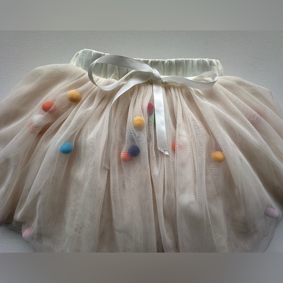 Rock Your Kid Baby Girl’s Tutu style skirt with colorful Pom Poms | Size 2Y. - Picture 2 of 8